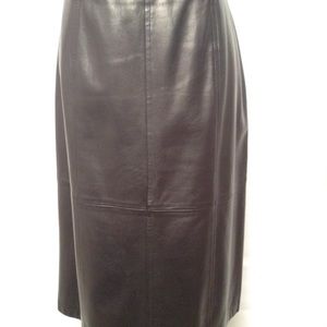 Liz Claiborne Black Genuine Leather Skirt 12P